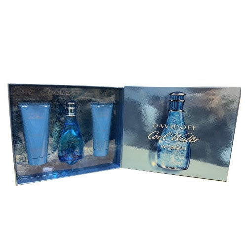 Cool Water by Davidoff 3pc Gift Set EDT 3.4 oz + Shower Gel + Body Lotion for Women