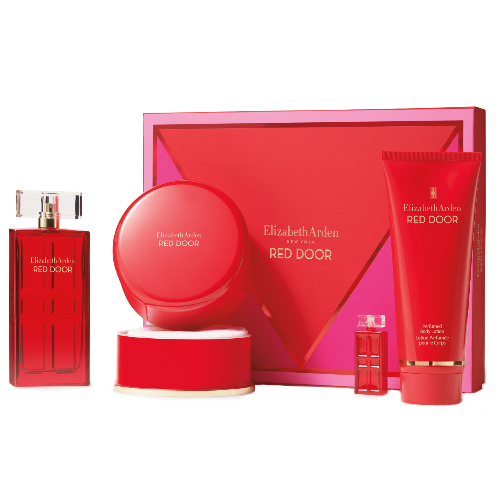 Red Door by Elizabeth Arden 4pc Gift Set 3.3 oz EDT + mini Parfum + Body Lotion + Body Powder for Women