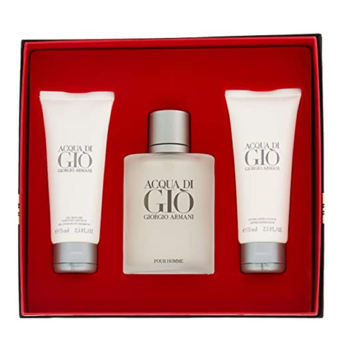 Acqua Di Gio by Giorgio Armani 3pc Gift Set EDT 1.7 oz + Body Shampoo + After Shave Balm for Men