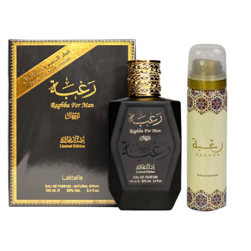 Raghba for Man by Lattafa 3.4 oz EDP with Perfumed Spray Limited Edition