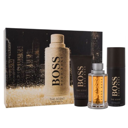 Boss The Scent by Hugo Boss 3pc Gift Set EDT 3.3 oz + Deodorant Spray + Shower Gel for Men